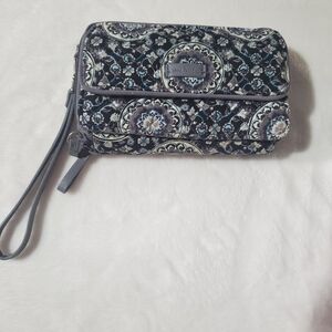 Vera Bradley Elegant Black and Blue Patterned Wristlet